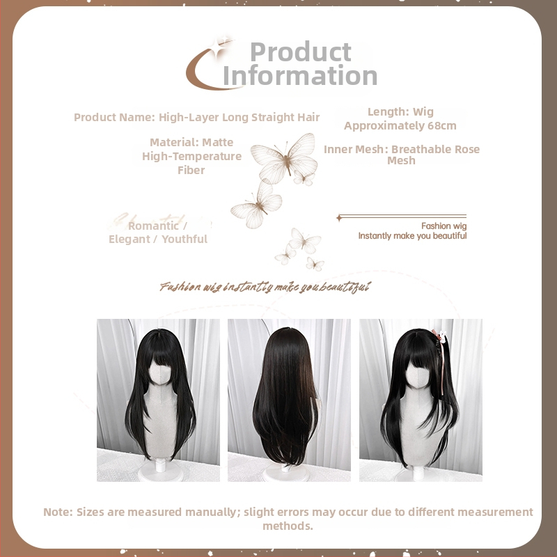 Dlhá rovná peruka s bočnými ofinkami, model XJ-GHH-005, materiál proteínový hodváb, mechanické spracovanie, tvaruje tvár, mladistvý vzhľad