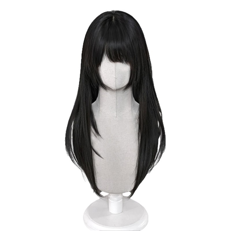 Dlhá rovná peruka s bočnými ofinkami, model XJ-GHH-005, materiál proteínový hodváb, mechanické spracovanie, tvaruje tvár, mladistvý vzhľad