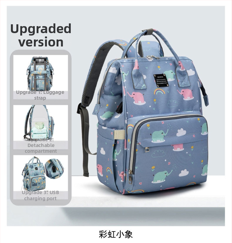 Torba za majke na putovanju – velik kapacitet, Oxford tkanina, USB priključak, suho/mokro odjeljak, cvjetni uzorak