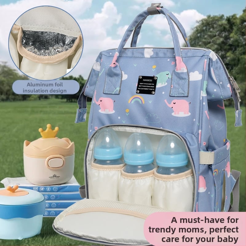 Torba za majke na putovanju – velik kapacitet, Oxford tkanina, USB priključak, suho/mokro odjeljak, cvjetni uzorak