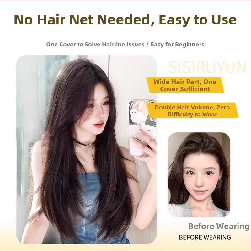 Longyang Moterų Plaukų Priedas, Tiesūs Ilgi Plaukai, Aukštos Temperatūros Šilkas, Pusiau Rankų Darbas, Negalima Dažyti ar Lyginti