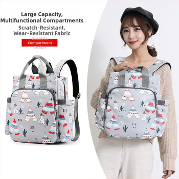Torba za mamu – cartoon slatkog stila, Oxford materijal, kapacitet ispod 20L, zatvarač, džep za bocu