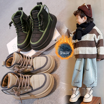 Laste kõrgemad talvesussid karusnahavoodriga, ülaosa kunstnahk, PVC talla, Velcro sulgemine, paks konstruktsioon