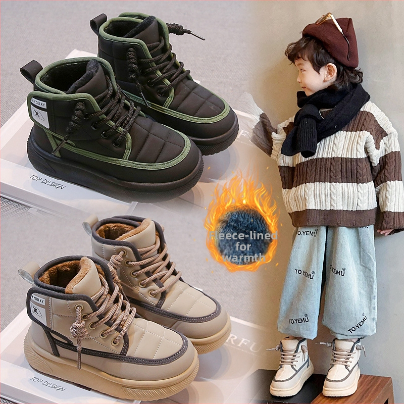 Laste kõrgemad talvesussid karusnahavoodriga, ülaosa kunstnahk, PVC talla, Velcro sulgemine, paks konstruktsioon