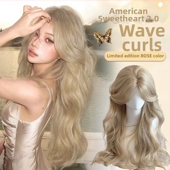 Dlhá kučeravá parochňa pre ženy, bočná ofina, tepelne odolné vlákna, spracovanie mechanizmom, model 0041