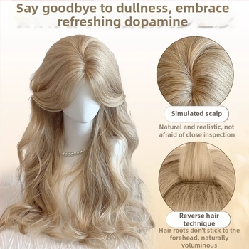 Dlhá kučeravá parochňa pre ženy, bočná ofina, tepelne odolné vlákna, spracovanie mechanizmom, model 0041