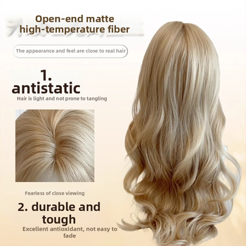 Dlhá kučeravá parochňa pre ženy, bočná ofina, tepelne odolné vlákna, spracovanie mechanizmom, model 0041