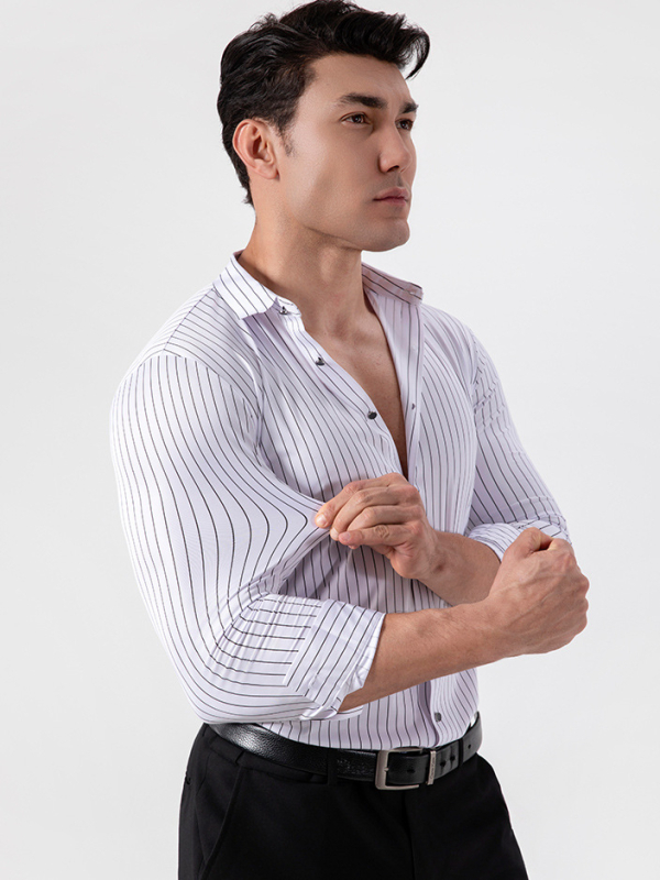 Triibuline särk nelja suunalise elastsusega, kortsukindel, ei vaja triikimist, pikkade varrukatega