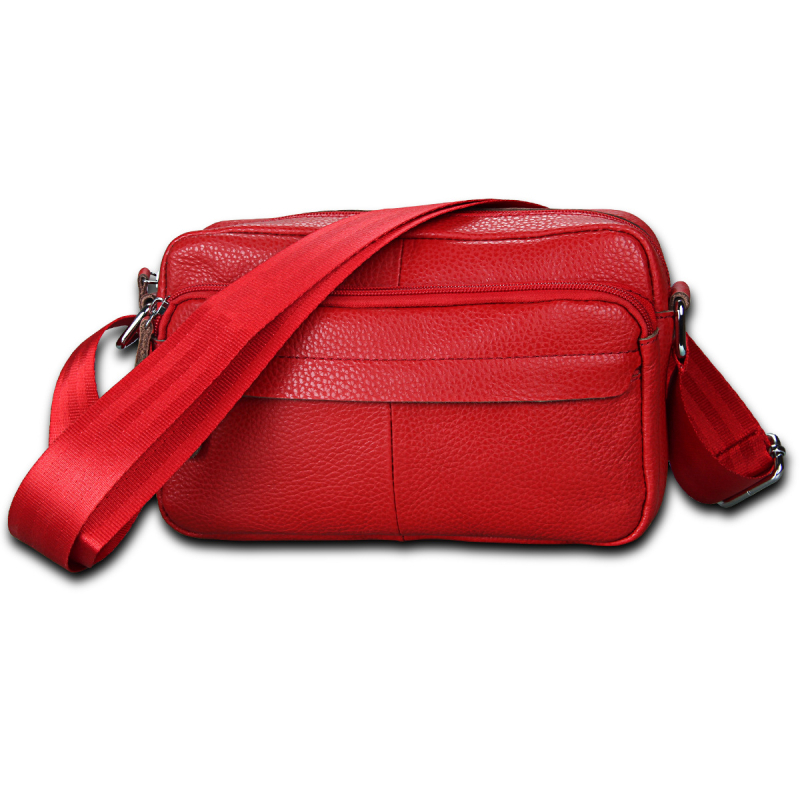 Дамска кроссбоди чанта от първокласна телешка кожа, естествена кожа, корейски стил casual, малък квадратен модел, хоризонтална квадратна форма