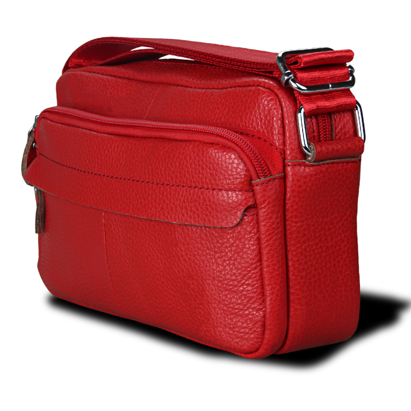 Дамска кроссбоди чанта от първокласна телешка кожа, естествена кожа, корейски стил casual, малък квадратен модел, хоризонтална квадратна форма