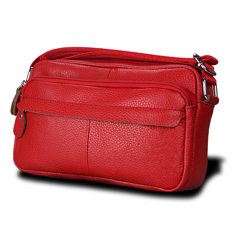 Дамска кроссбоди чанта от първокласна телешка кожа, естествена кожа, корейски стил casual, малък квадратен модел, хоризонтална квадратна форма