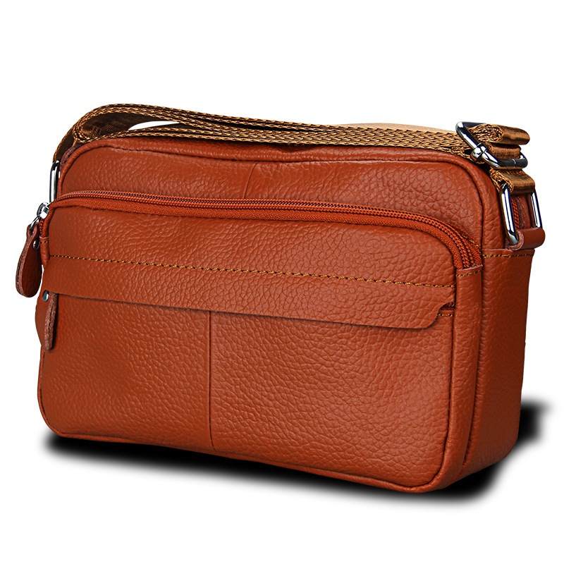 Дамска кроссбоди чанта от първокласна телешка кожа, естествена кожа, корейски стил casual, малък квадратен модел, хоризонтална квадратна форма