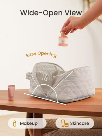 Taška na make-up z nylonu, vodeodolná, Peach Skin podšívka, ľahká, skladacia