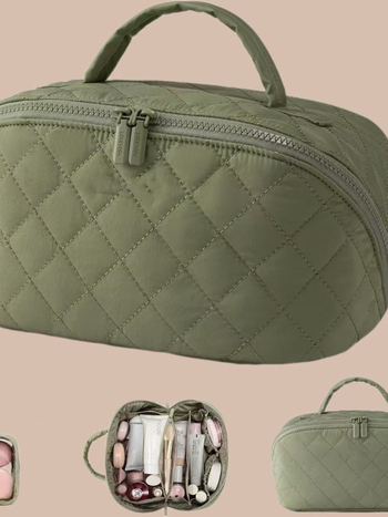 Taška na make-up z nylonu, vodeodolná, Peach Skin podšívka, ľahká, skladacia