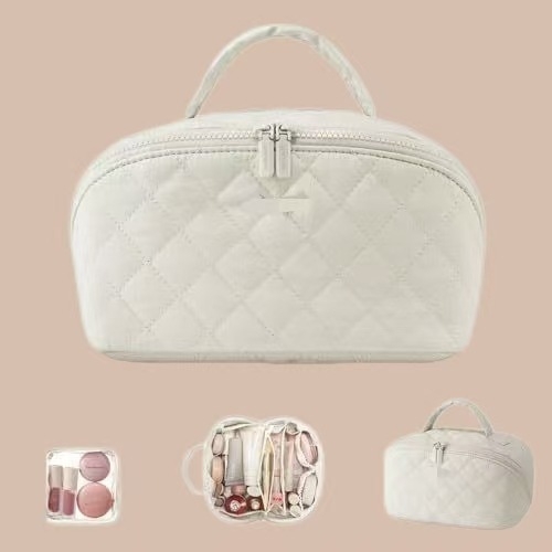 Taška na make-up z nylonu, vodeodolná, Peach Skin podšívka, ľahká, skladacia