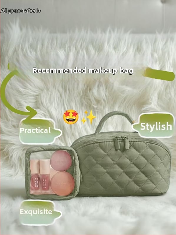 Taška na make-up z nylonu, vodeodolná, Peach Skin podšívka, ľahká, skladacia