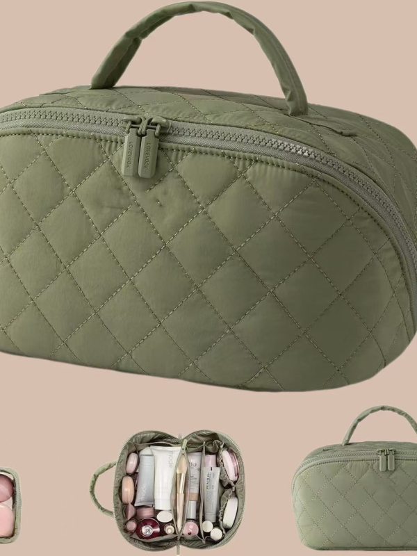 Taška na make-up z nylonu, vodeodolná, Peach Skin podšívka, ľahká, skladacia