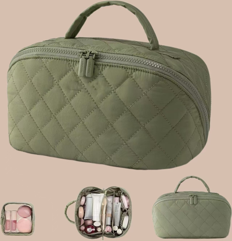 Taška na make-up z nylonu, vodeodolná, Peach Skin podšívka, ľahká, skladacia