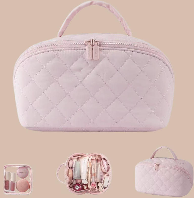 Taška na make-up z nylonu, vodeodolná, Peach Skin podšívka, ľahká, skladacia