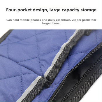 Ratastooli küljele kinnitatav hoiukott — mitmeotstarbeline tasku helkurribadega, ruudukujuline kuju, sobib reisidele ja kärudele