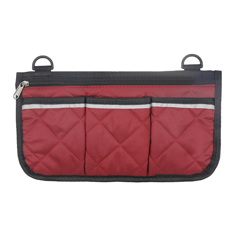 Ratastooli küljele kinnitatav hoiukott — mitmeotstarbeline tasku helkurribadega, ruudukujuline kuju, sobib reisidele ja kärudele