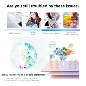 Prací listy s absorpciou farieb – zabraňuje presunu farieb pri miešanom praní, jednorazové balenie