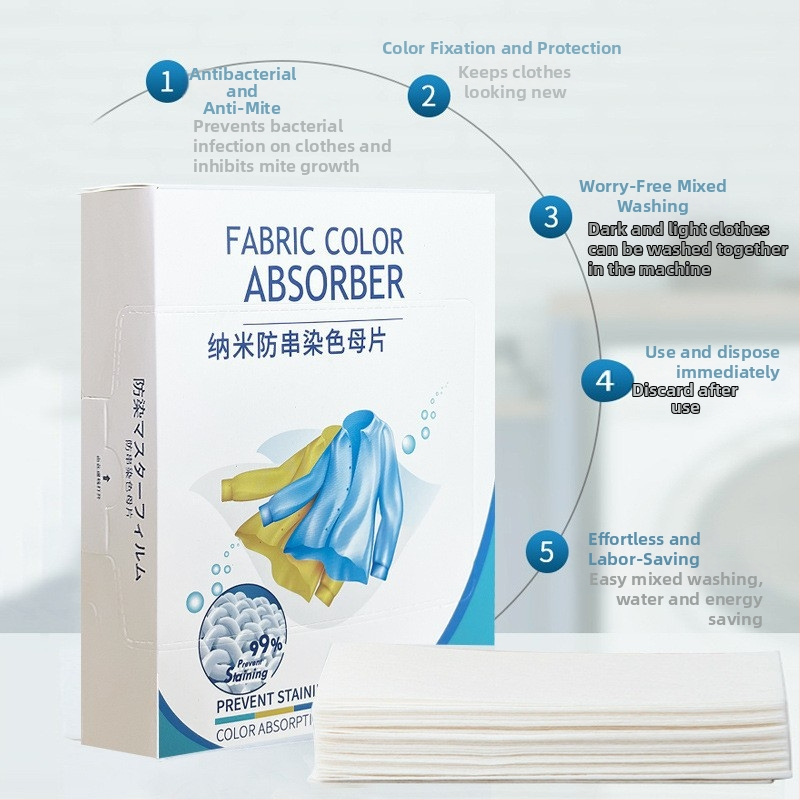 Prací listy s absorpciou farieb – zabraňuje presunu farieb pri miešanom praní, jednorazové balenie