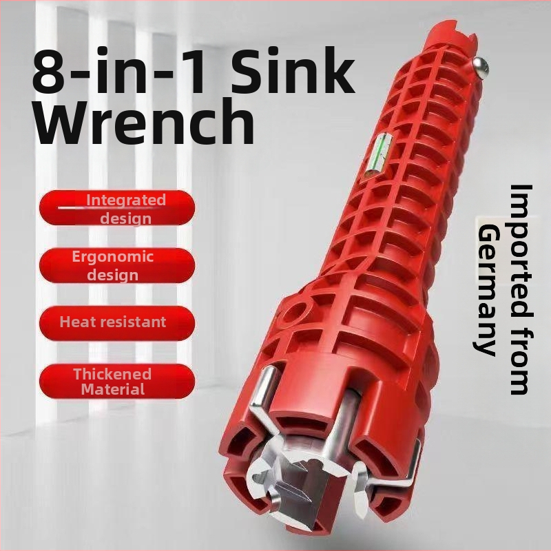 Pravý uhol polohovací nástroj - viacúčelový vodoinštalačný nástroj do kúpeľne pre demontáž a inštaláciu umývadla, rúr, kohútikov a uhlových ventilov (Import: Nie; Žiadne licencované súkromné značky)