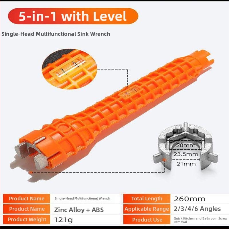 Pravý uhol polohovací nástroj - viacúčelový vodoinštalačný nástroj do kúpeľne pre demontáž a inštaláciu umývadla, rúr, kohútikov a uhlových ventilov (Import: Nie; Žiadne licencované súkromné značky)