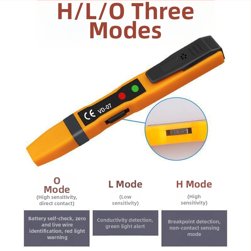 Trojrýchlostný elektrický tester pero, viacfunkčný elektrikár tester, kompaktný a prenosný, senzor zapnutia/vypnutia línie