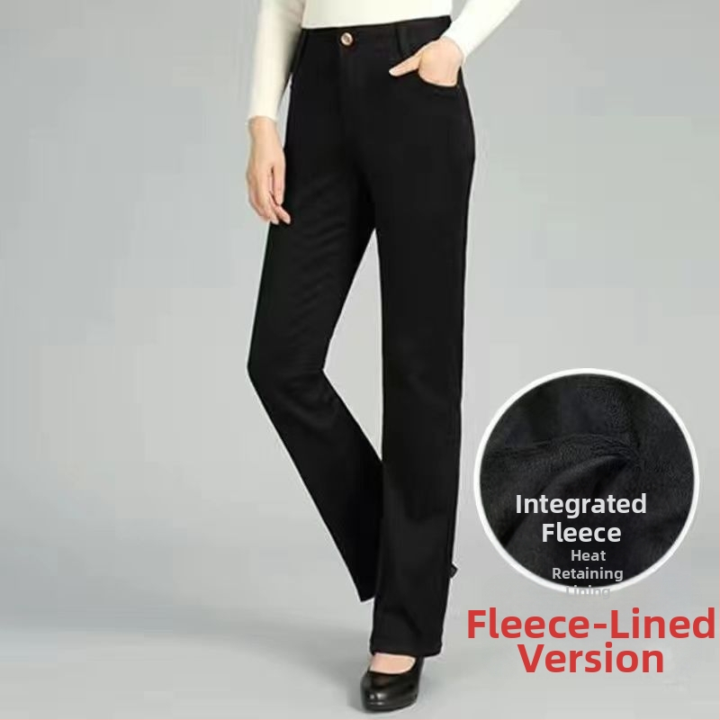 Naiste teksapüksid – sirge lõige, kõrge vöökoht, pikad püksid, paks denim puuvill (Denim Cotton; High Waist; Long Pants; Thickened)