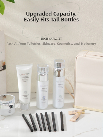 Stojaca kozmetická taška pre ženy, PU materiál, veľký objem, vodotesná a priedušná, suché-mokré oddeľovanie, podšívka Twill 230d