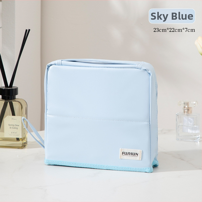 Stojaca kozmetická taška pre ženy, PU materiál, veľký objem, vodotesná a priedušná, suché-mokré oddeľovanie, podšívka Twill 230d