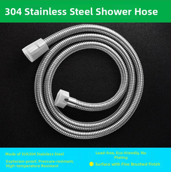 Sprchový hadíc z nehrdzavejúcej ocele, otočné spojenie, značka Himans (Nominálny tlak 1.6; Prevádzková teplota 0–90°C)