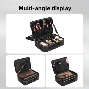 Beyony Prenosná kozmetická taška z PVC, veľkokapacitná, viacvrstvový profesionálny organizér na manikúru, tetovanie, vyšívanie a riasy