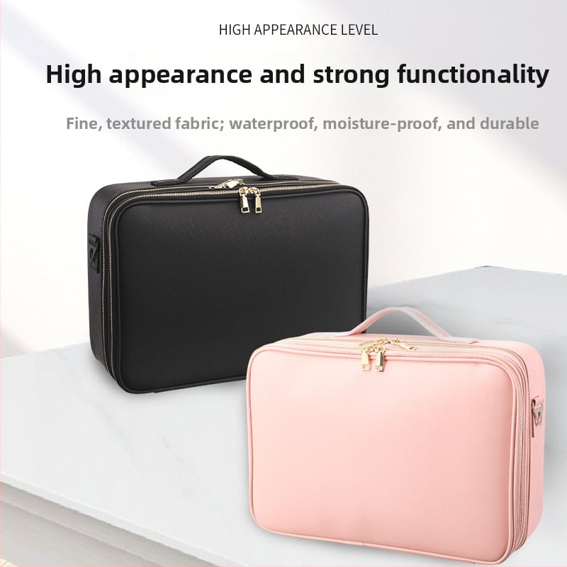 Beyony Prenosná kozmetická taška z PVC, veľkokapacitná, viacvrstvový profesionálny organizér na manikúru, tetovanie, vyšívanie a riasy