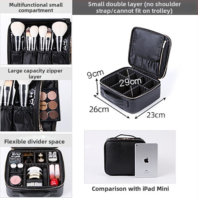 Beyony Prenosná kozmetická taška z PVC, veľkokapacitná, viacvrstvový profesionálny organizér na manikúru, tetovanie, vyšívanie a riasy