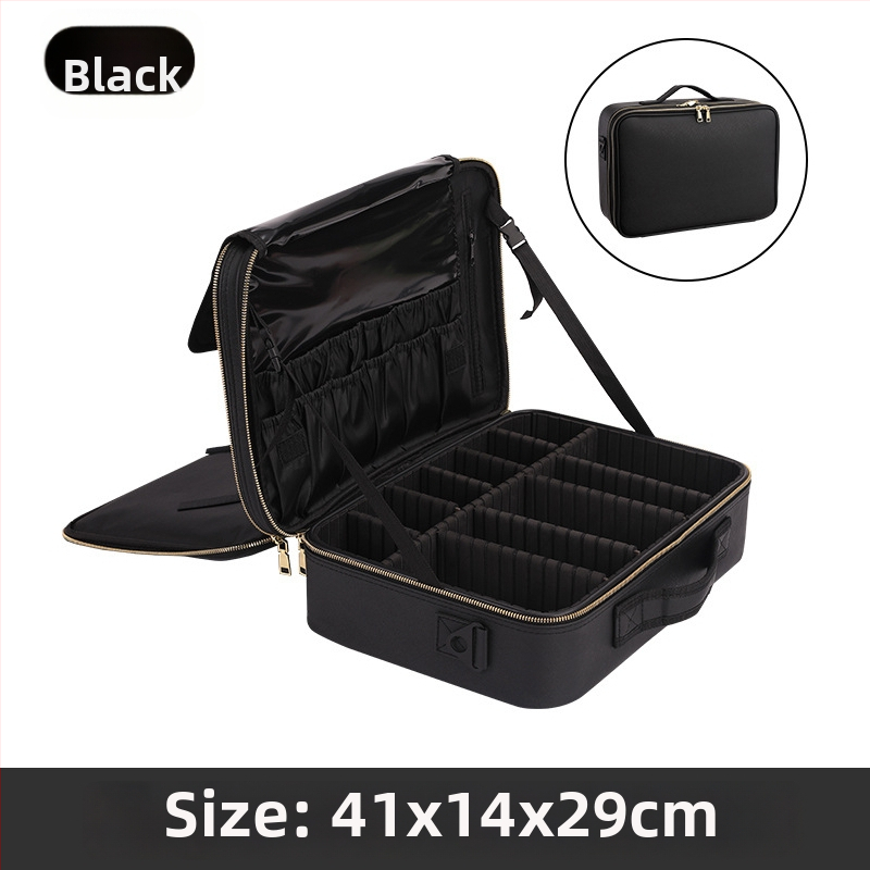 Beyony Prenosná kozmetická taška z PVC, veľkokapacitná, viacvrstvový profesionálny organizér na manikúru, tetovanie, vyšívanie a riasy