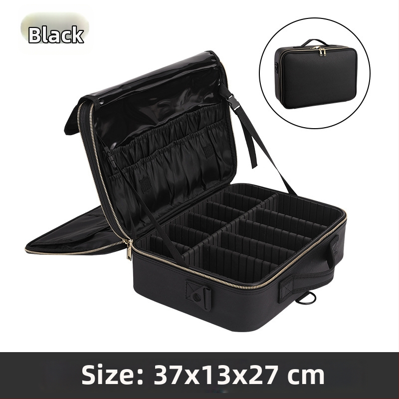 Beyony Prenosná kozmetická taška z PVC, veľkokapacitná, viacvrstvový profesionálny organizér na manikúru, tetovanie, vyšívanie a riasy