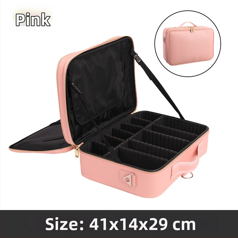 Beyony Prenosná kozmetická taška z PVC, veľkokapacitná, viacvrstvový profesionálny organizér na manikúru, tetovanie, vyšívanie a riasy