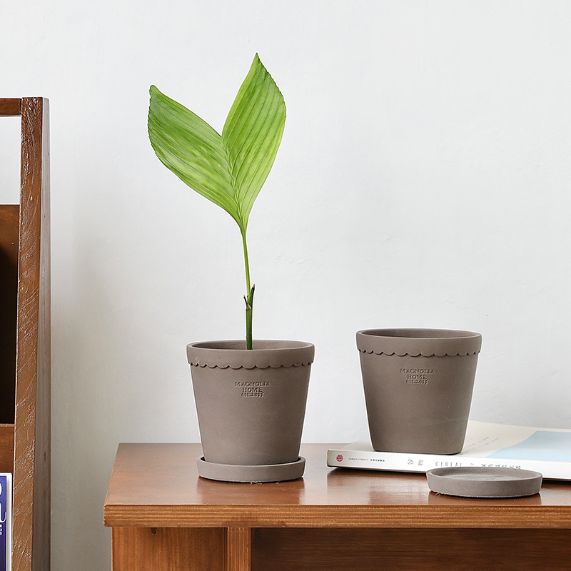 Cementový kvetináč, nordický štýl, ručne vyrobený, dýchajúci, odolný voči korózii, s podnosom