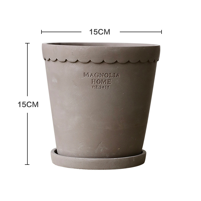 Cementový kvetináč, nordický štýl, ručne vyrobený, dýchajúci, odolný voči korózii, s podnosom