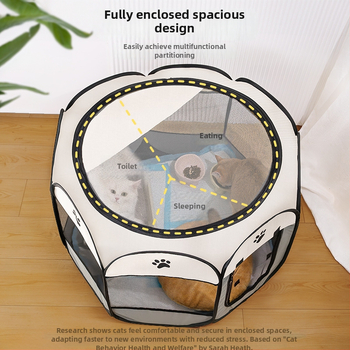Qi oh Mačacie hniezdo v stane s osmihranným plotom, Oxford látka