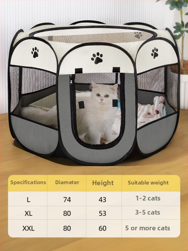 Qi oh Mačacie hniezdo v stane s osmihranným plotom, Oxford látka