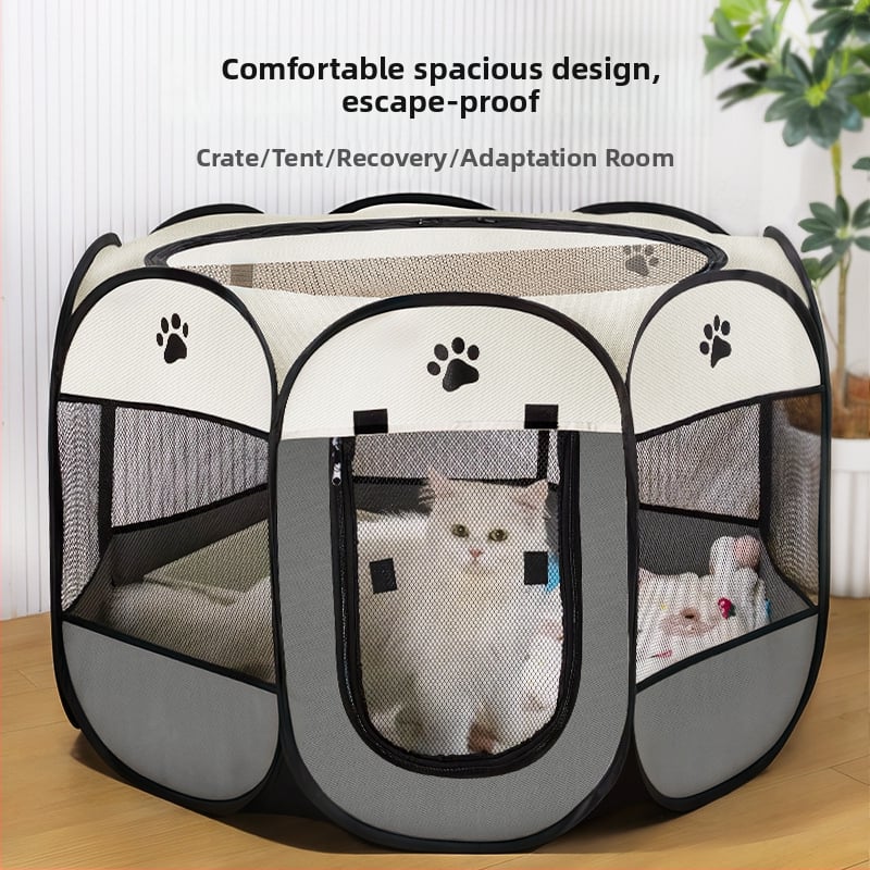 Qi oh Mačacie hniezdo v stane s osmihranným plotom, Oxford látka