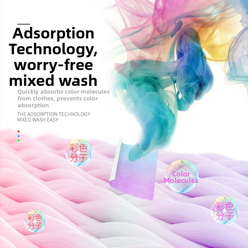 Krāsu uzsūkšanās lapiņas pret krāsu pārvietošanos mazgāšanā, krāsu aizsardzība miksētā mazgāšanā, bez balināšanas