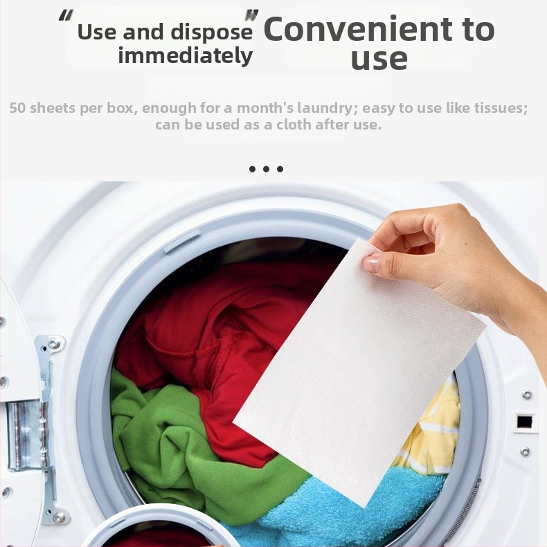Tablety na absorpcíu farieb pre miešané pranie a strojové pranie, 50 tabliet, značka Minokangshan