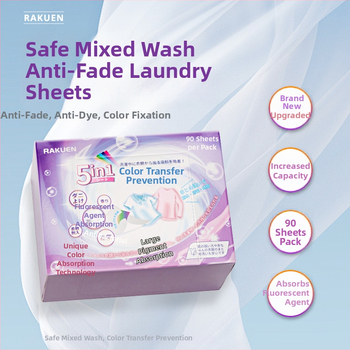 Japonské štýlové farebne absorbčné pracie listy - 5 v 1, proti škvrnám, proti prenášaniu farieb, dlhotrvajúca vôňa (90 listov)