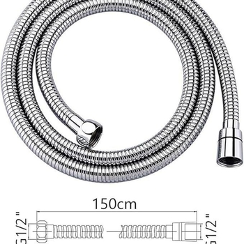 Sprchová hadica z nerezovej ocele, mosadzný konektor, špirálová inštalácia, nominálny tlak 20 kg, pracovná teplota 0–100°C