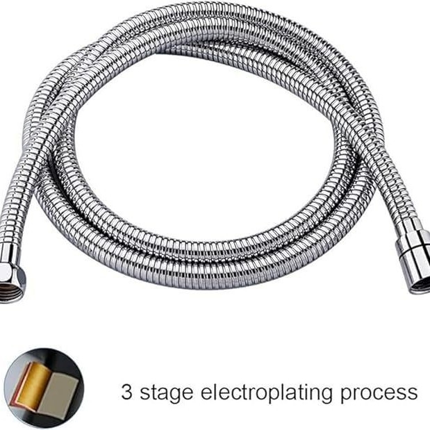 Sprchová hadica z nerezovej ocele, mosadzný konektor, špirálová inštalácia, nominálny tlak 20 kg, pracovná teplota 0–100°C